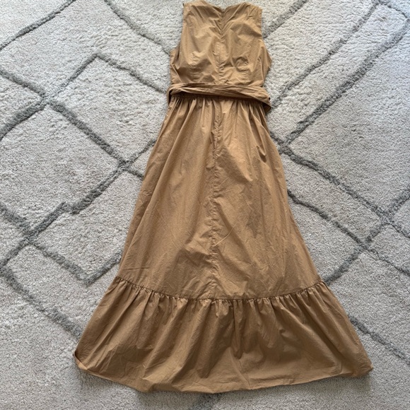 J.Crew midi dress brown camel Faux Wrap Cotton Poplin Dress belted Size 0 - Picture 9 of 12